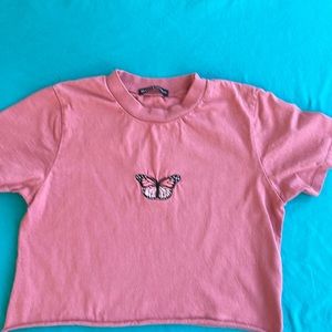 Brandy Melville crop tee with butterfly